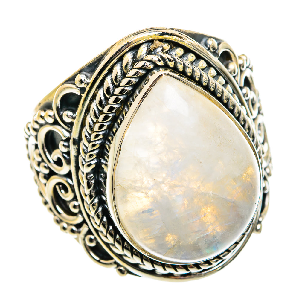 Rainbow Moonstone Rings handcrafted by Ana Silver Co - RING81039