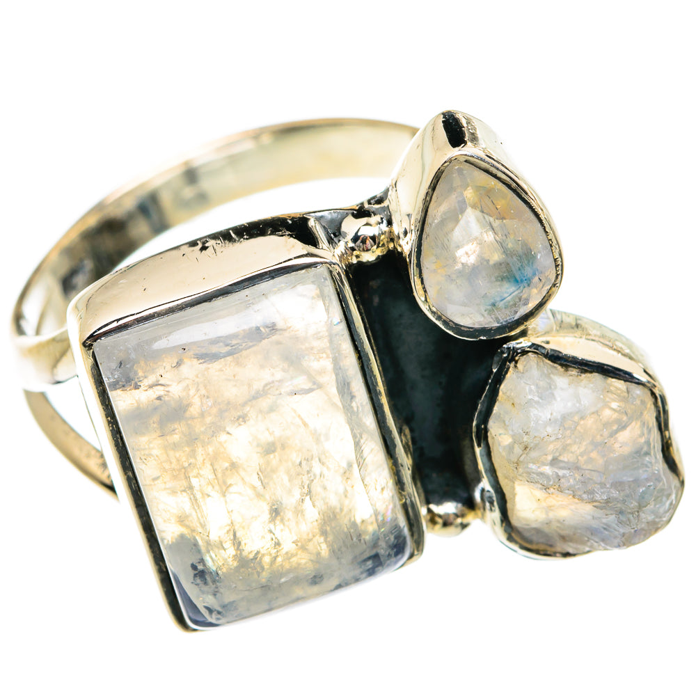 Rainbow Moonstone Rings handcrafted by Ana Silver Co - RING81040