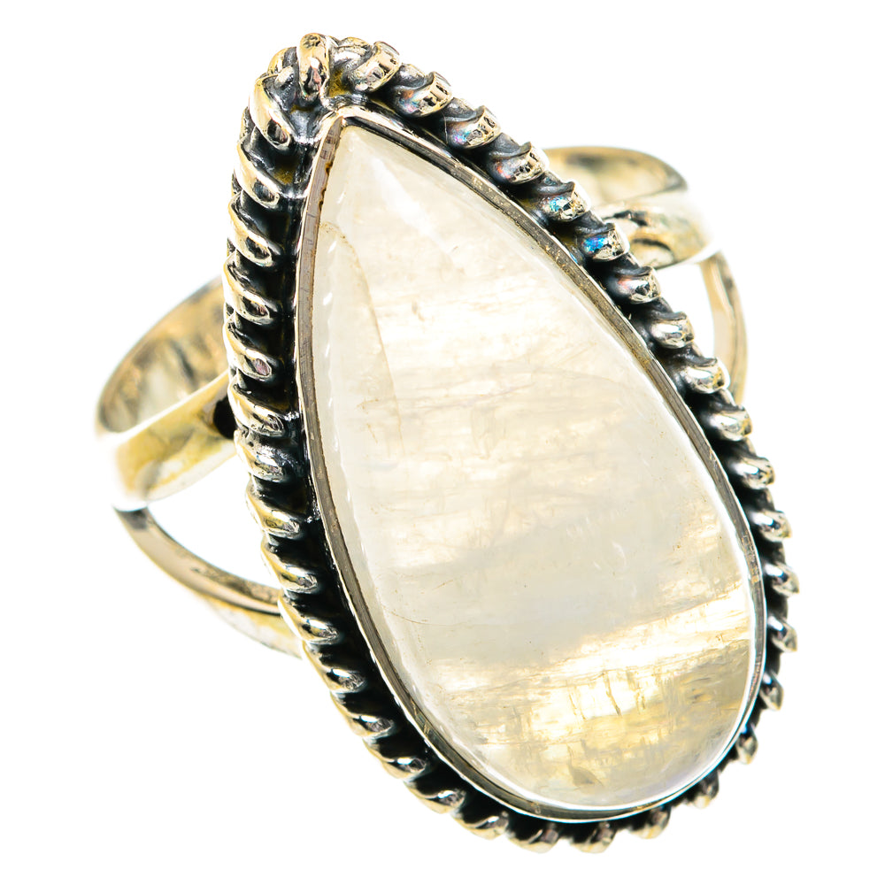 Rainbow Moonstone Rings handcrafted by Ana Silver Co - RING81071
