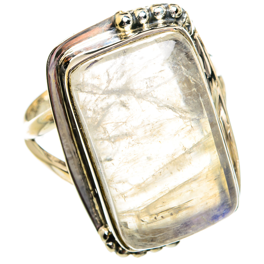 Rainbow Moonstone Rings handcrafted by Ana Silver Co - RING81073