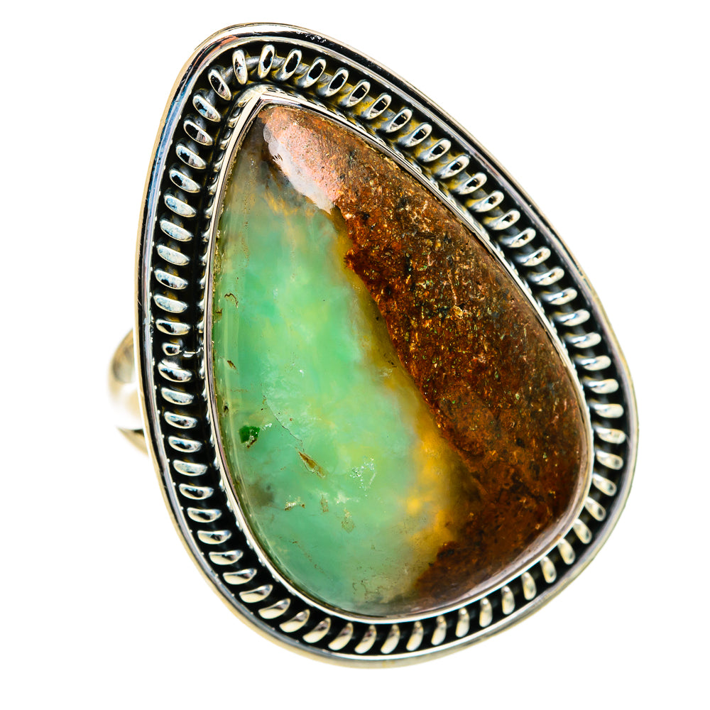 Boulder Chrysoprase Rings handcrafted by Ana Silver Co - RING81085