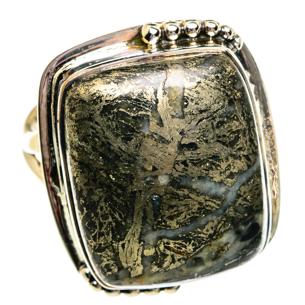 Pyrite Agate Rings handcrafted by Ana Silver Co - RING81100