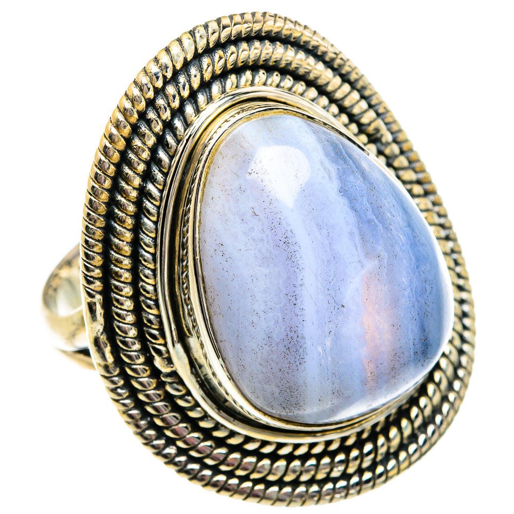 Blue Lace Agate Rings handcrafted by Ana Silver Co - RING81135