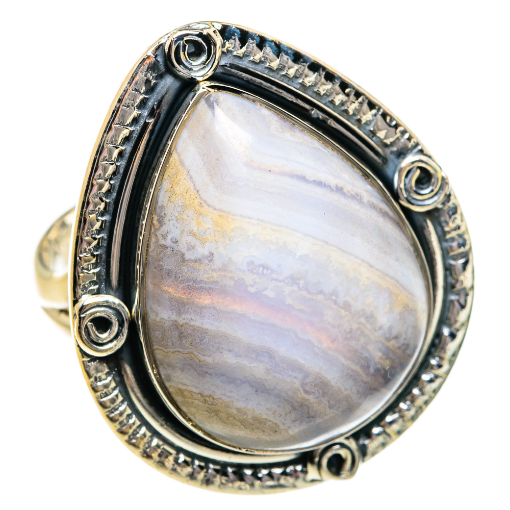 Blue Lace Agate Rings handcrafted by Ana Silver Co - RING81161