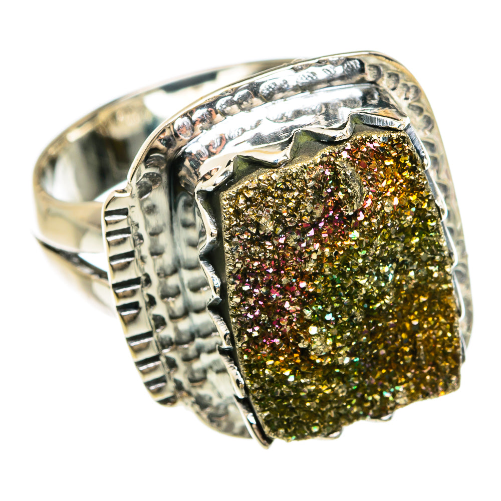 Spectro Pyrite Druzy Rings handcrafted by Ana Silver Co - RING81191