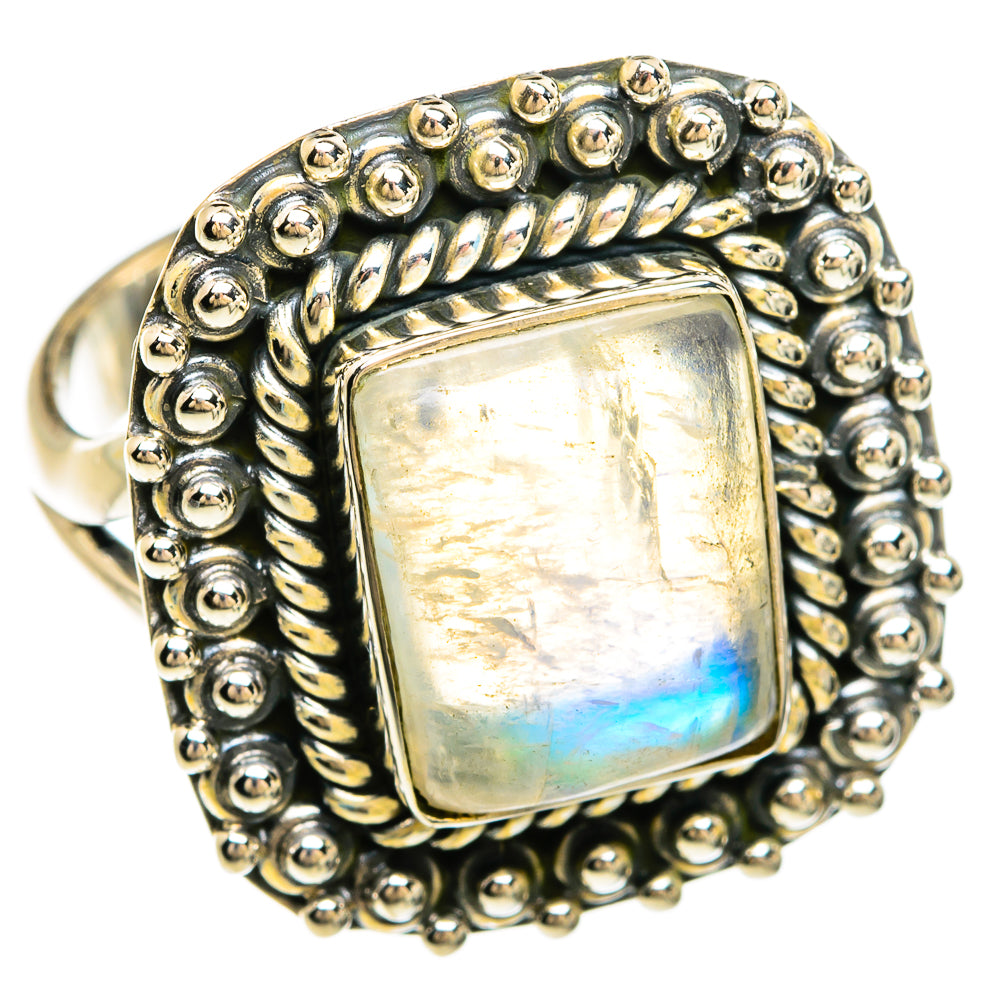 Rainbow Moonstone Rings handcrafted by Ana Silver Co - RING81262