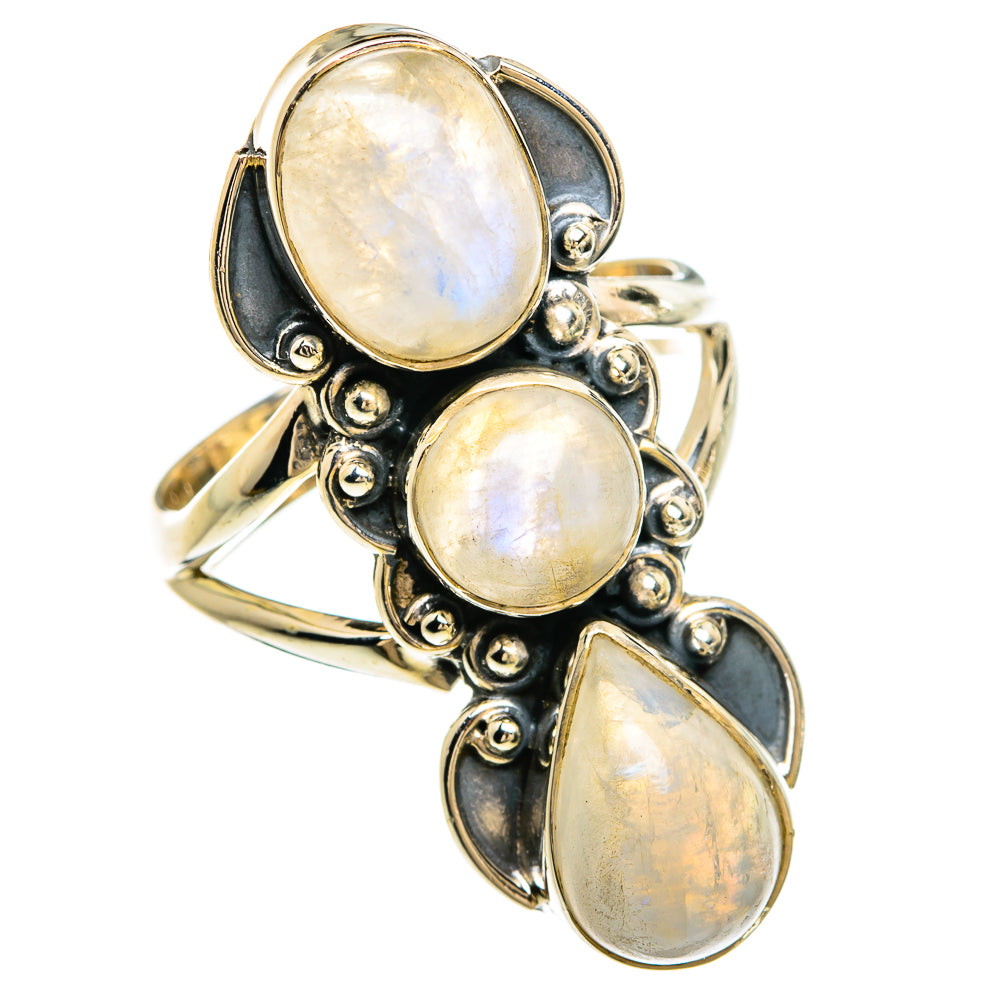 Rainbow Moonstone Rings handcrafted by Ana Silver Co - RING81399