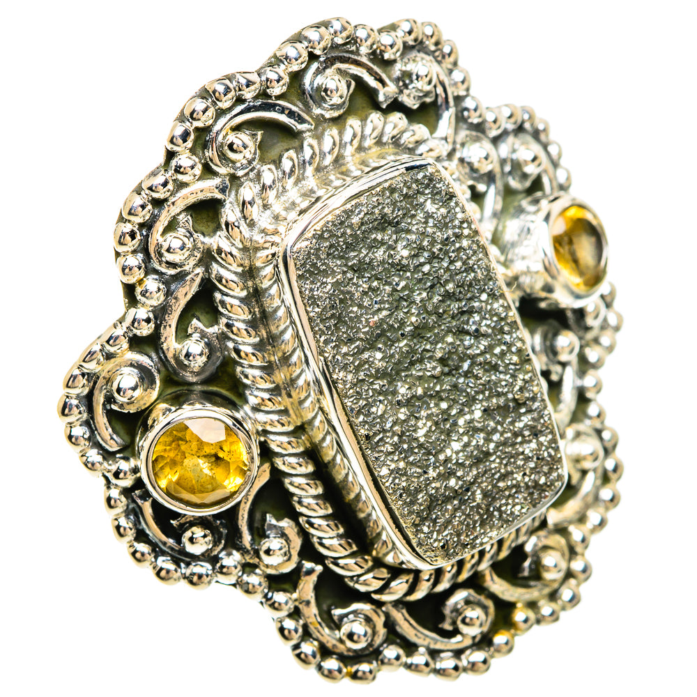 Spectro Pyrite Druzy Rings handcrafted by Ana Silver Co - RING81459
