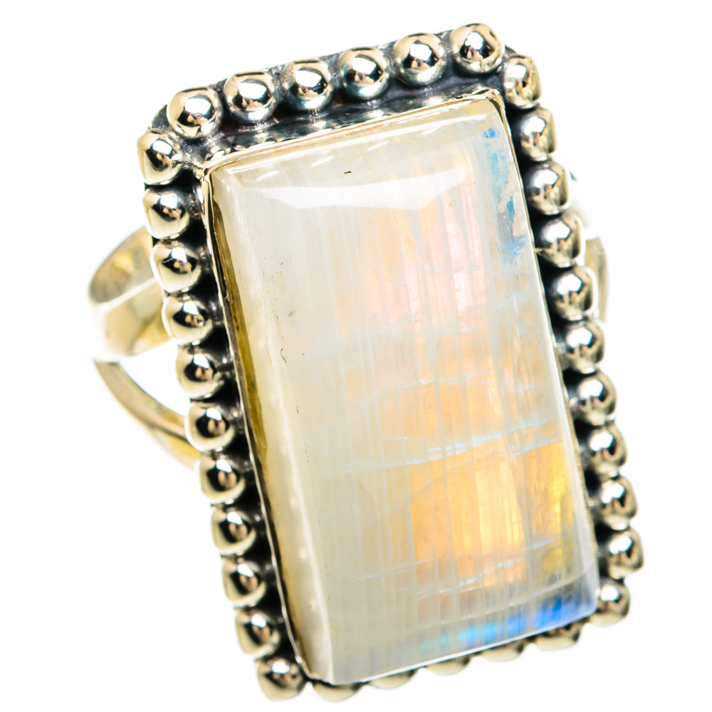 Rainbow Moonstone Rings handcrafted by Ana Silver Co - RING81464