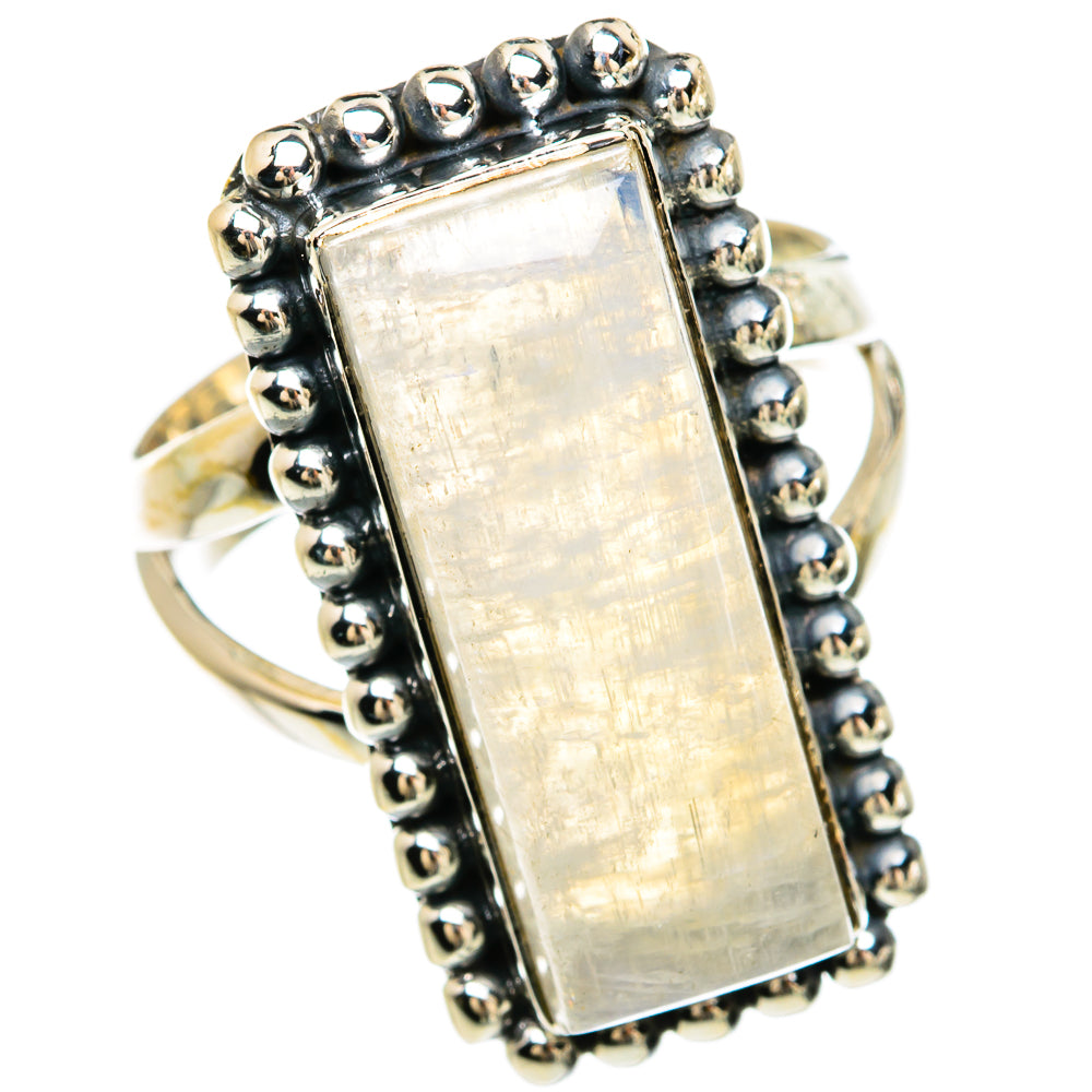 Rainbow Moonstone Rings handcrafted by Ana Silver Co - RING81496