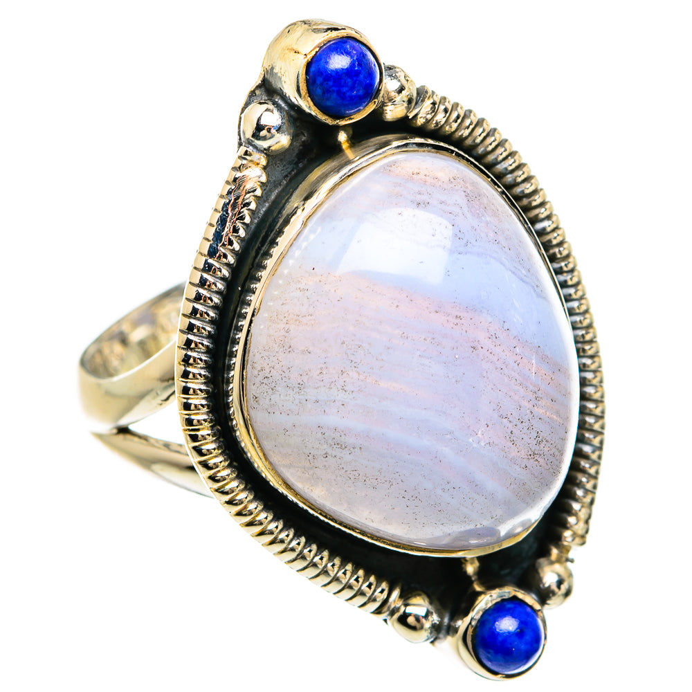 Blue Lace Agate Rings handcrafted by Ana Silver Co - RING81628