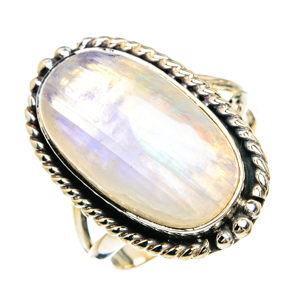 Rainbow Moonstone Rings handcrafted by Ana Silver Co - RING81726