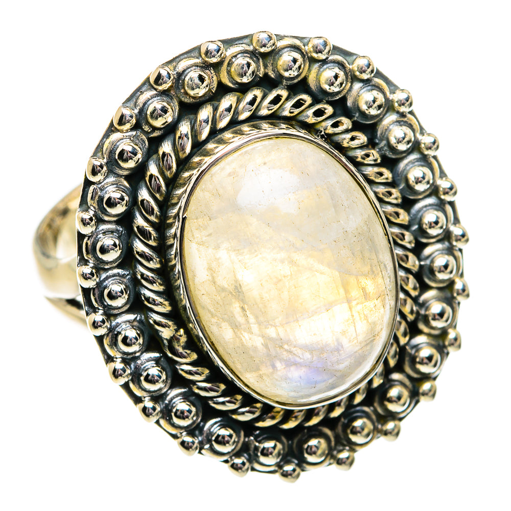 Rainbow Moonstone Rings handcrafted by Ana Silver Co - RING81796
