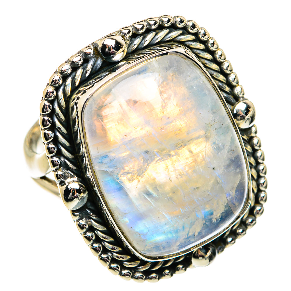 Rainbow Moonstone Rings handcrafted by Ana Silver Co - RING81907