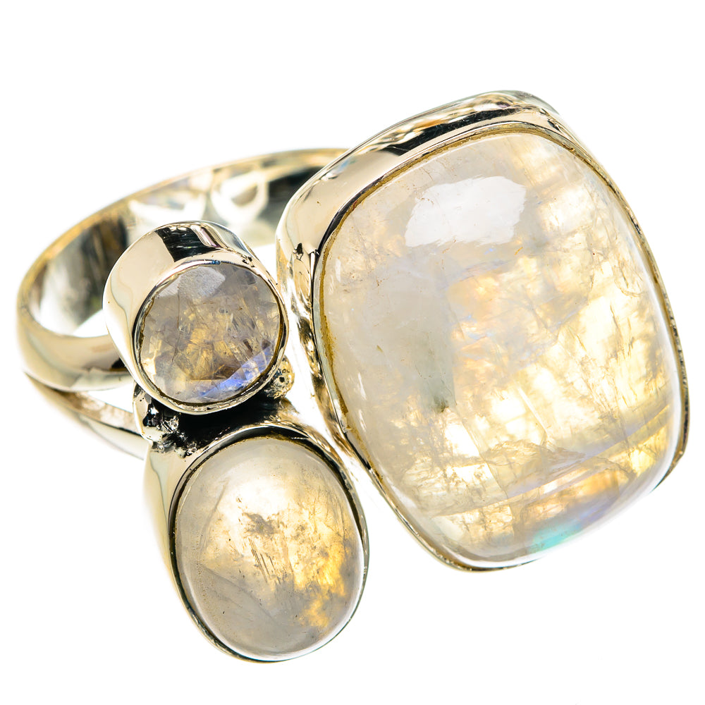 Rainbow Moonstone Rings handcrafted by Ana Silver Co - RING81973