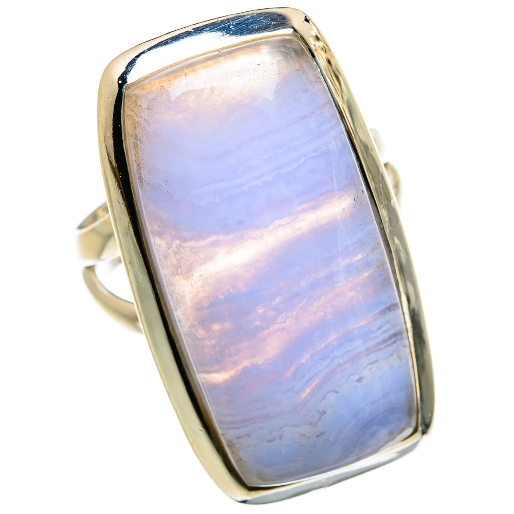 Blue Lace Agate Rings handcrafted by Ana Silver Co - RING81974