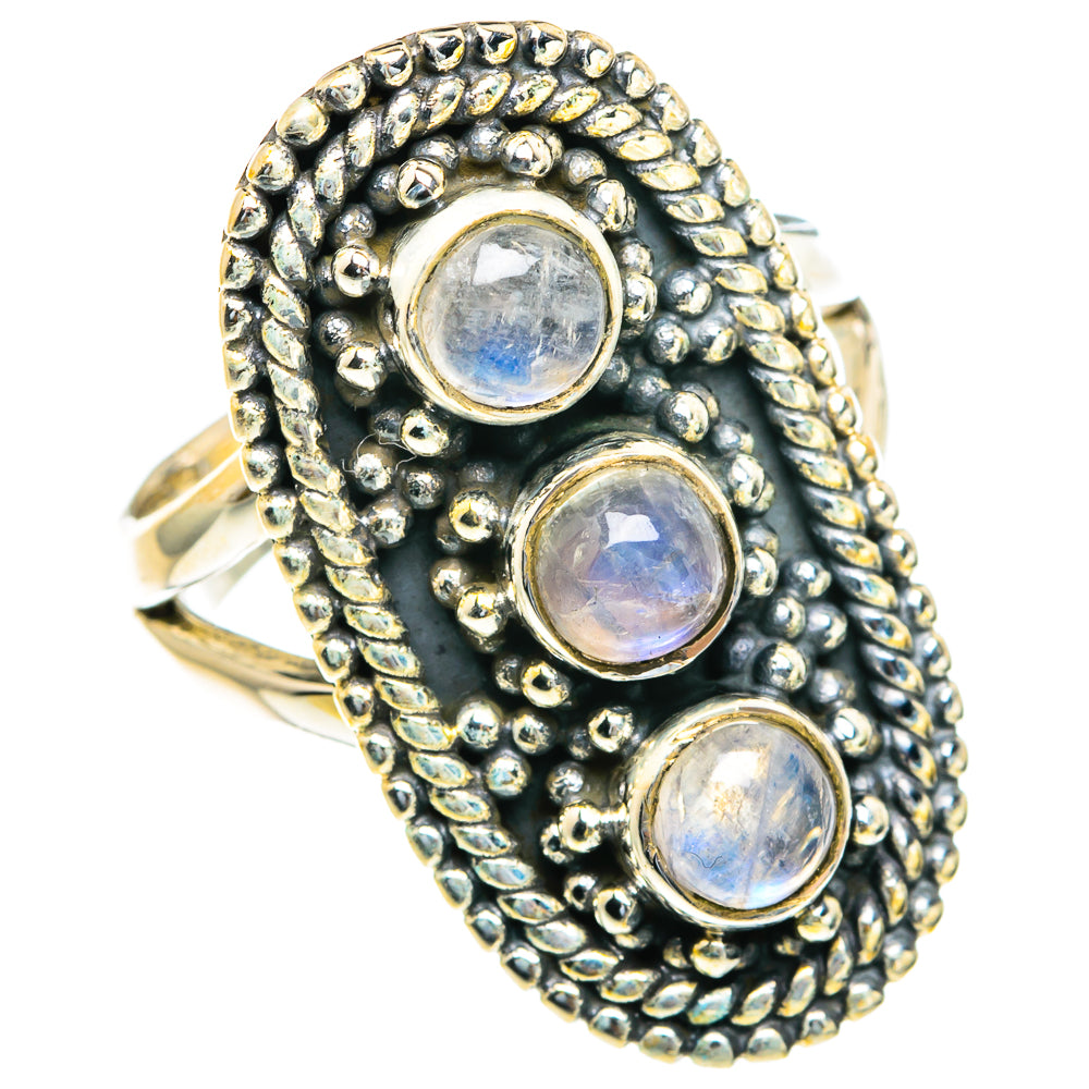 Rainbow Moonstone Rings handcrafted by Ana Silver Co - RING82170