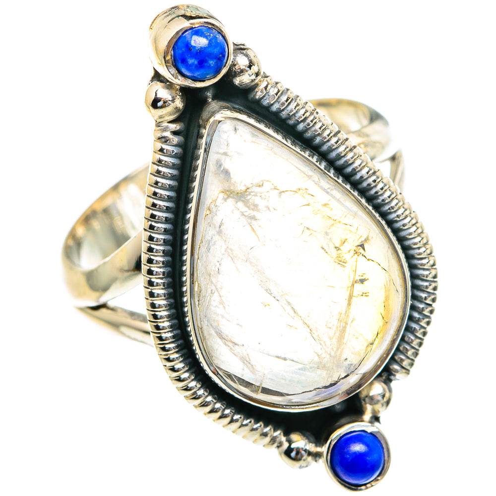 Rainbow Moonstone Rings handcrafted by Ana Silver Co - RING82218