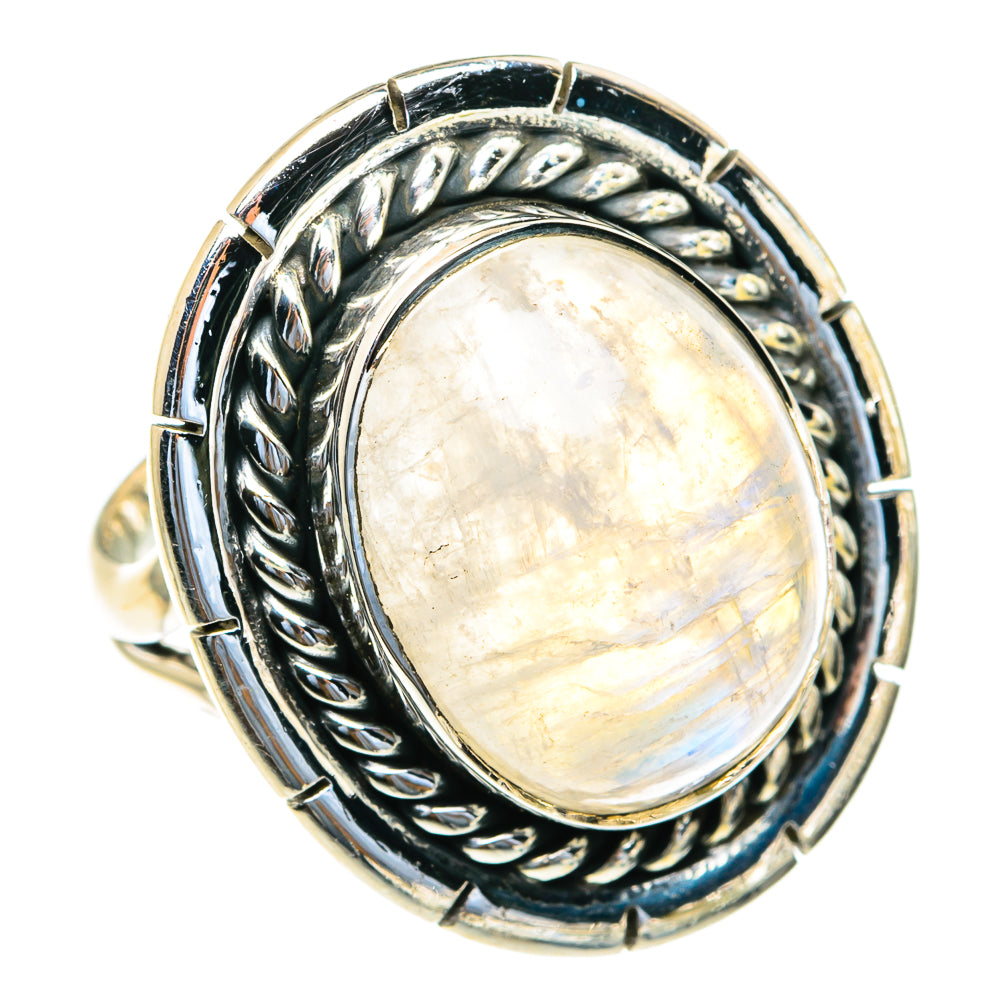 Rainbow Moonstone Rings handcrafted by Ana Silver Co - RING82222