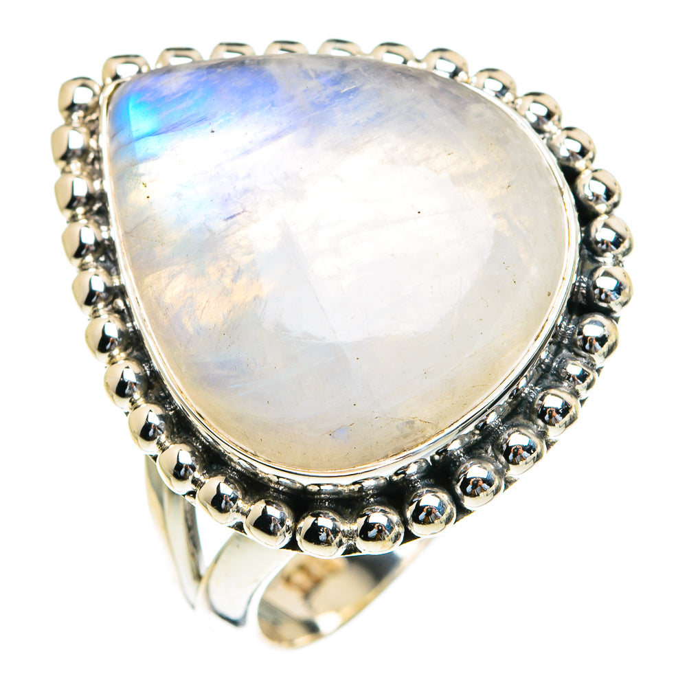 Rainbow Moonstone Rings handcrafted by Ana Silver Co - RING82306