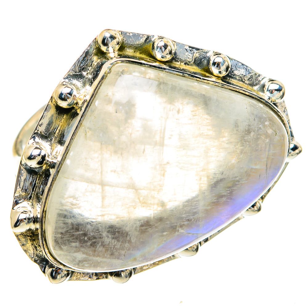 Rainbow Moonstone Rings handcrafted by Ana Silver Co - RING82307