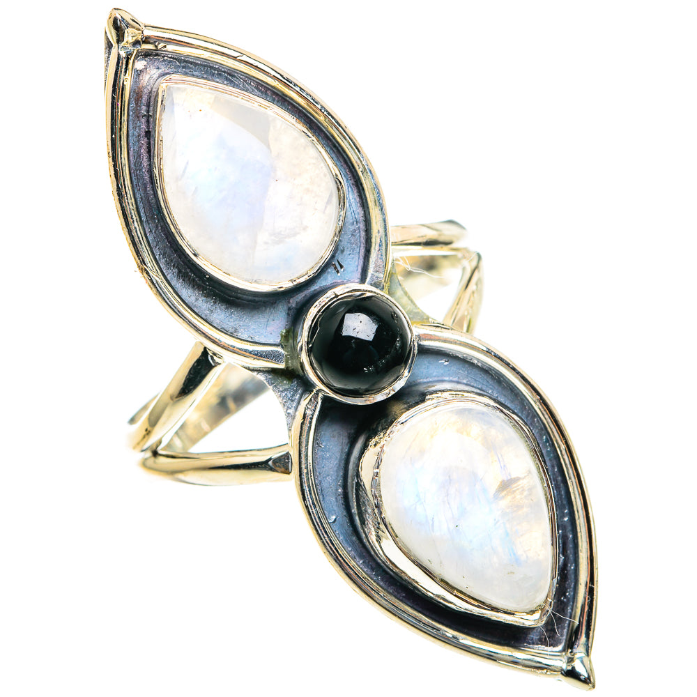 Rainbow Moonstone Rings handcrafted by Ana Silver Co - RING82345