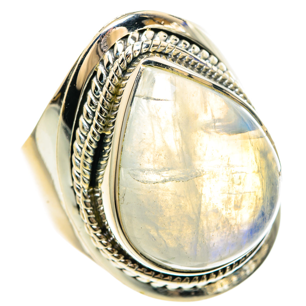 Rainbow Moonstone Rings handcrafted by Ana Silver Co - RING82491