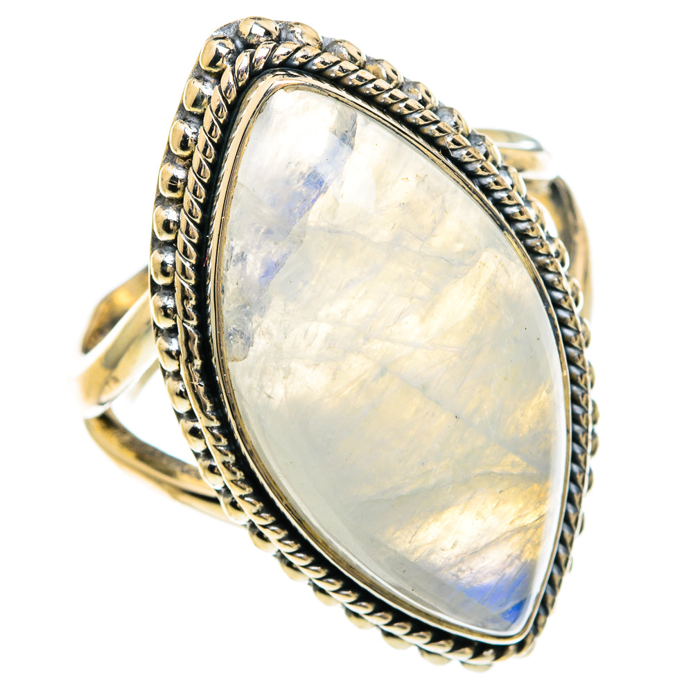 Rainbow Moonstone Rings handcrafted by Ana Silver Co - RING82532
