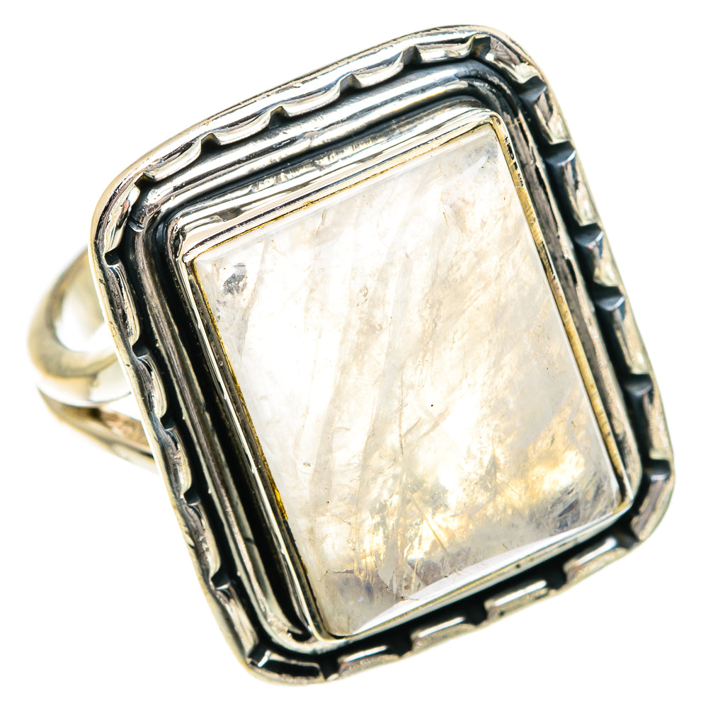 Rainbow Moonstone Rings handcrafted by Ana Silver Co - RING82601