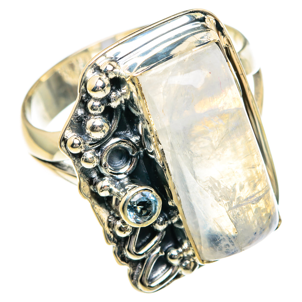 Rainbow Moonstone Rings handcrafted by Ana Silver Co - RING82627