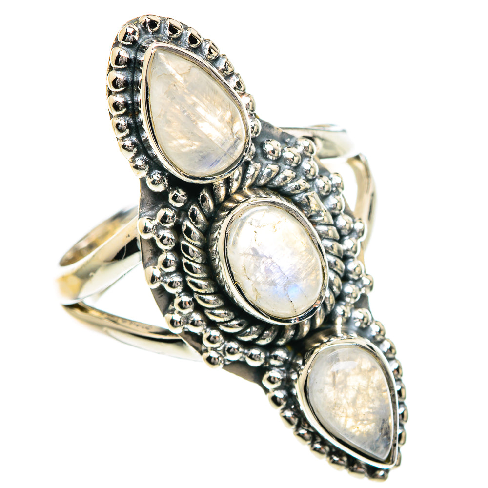 Rainbow Moonstone Rings handcrafted by Ana Silver Co - RING82659