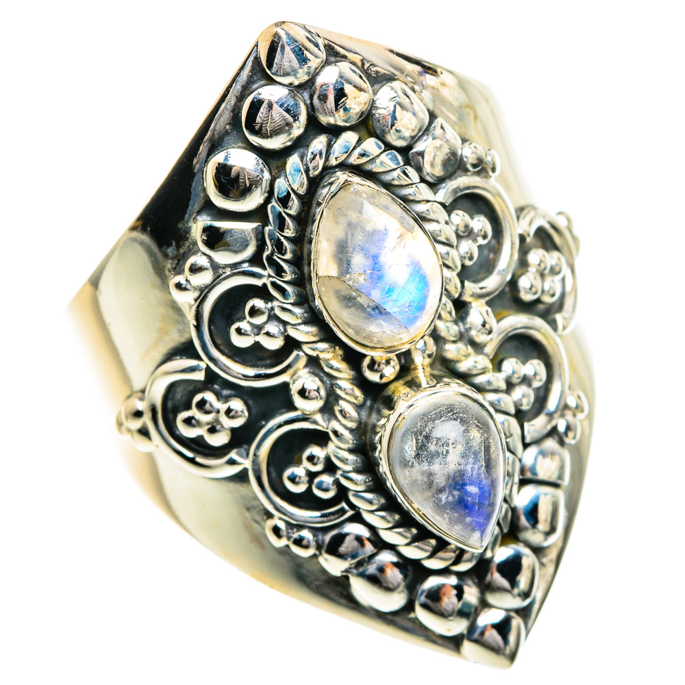 Rainbow Moonstone Rings handcrafted by Ana Silver Co - RING82662