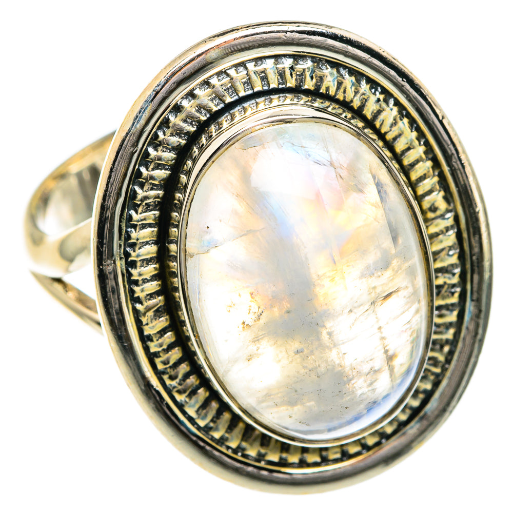 Rainbow Moonstone Rings handcrafted by Ana Silver Co - RING82693