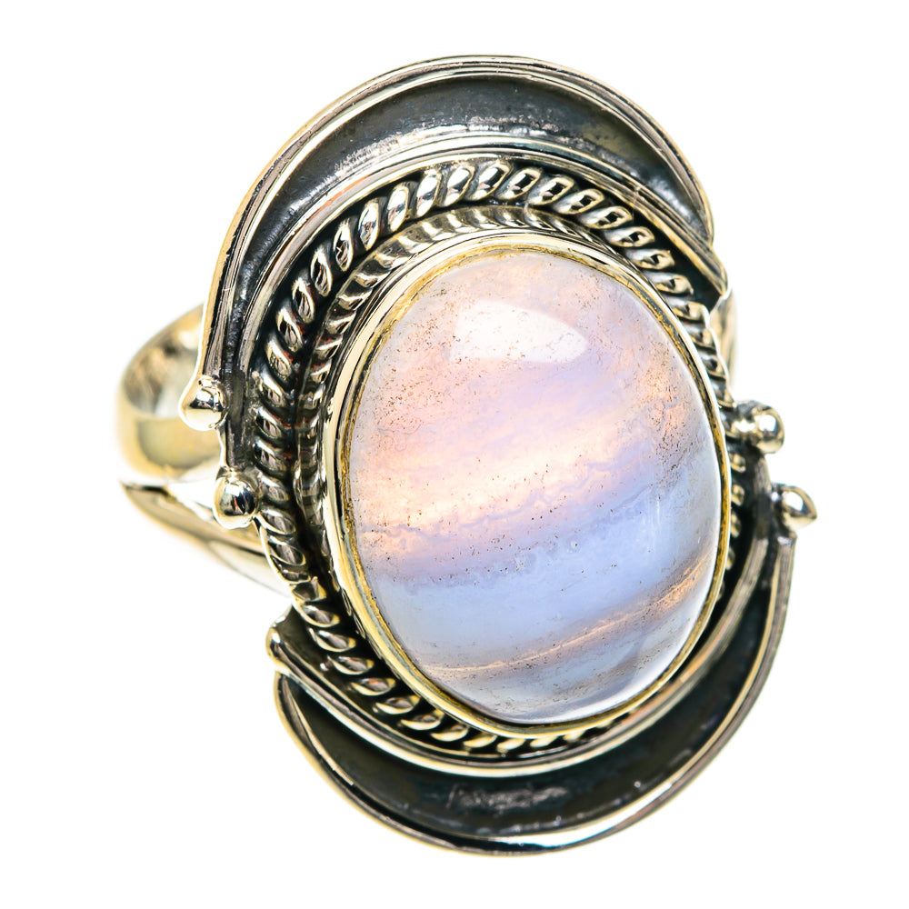 Blue Lace Agate Rings handcrafted by Ana Silver Co - RING82694