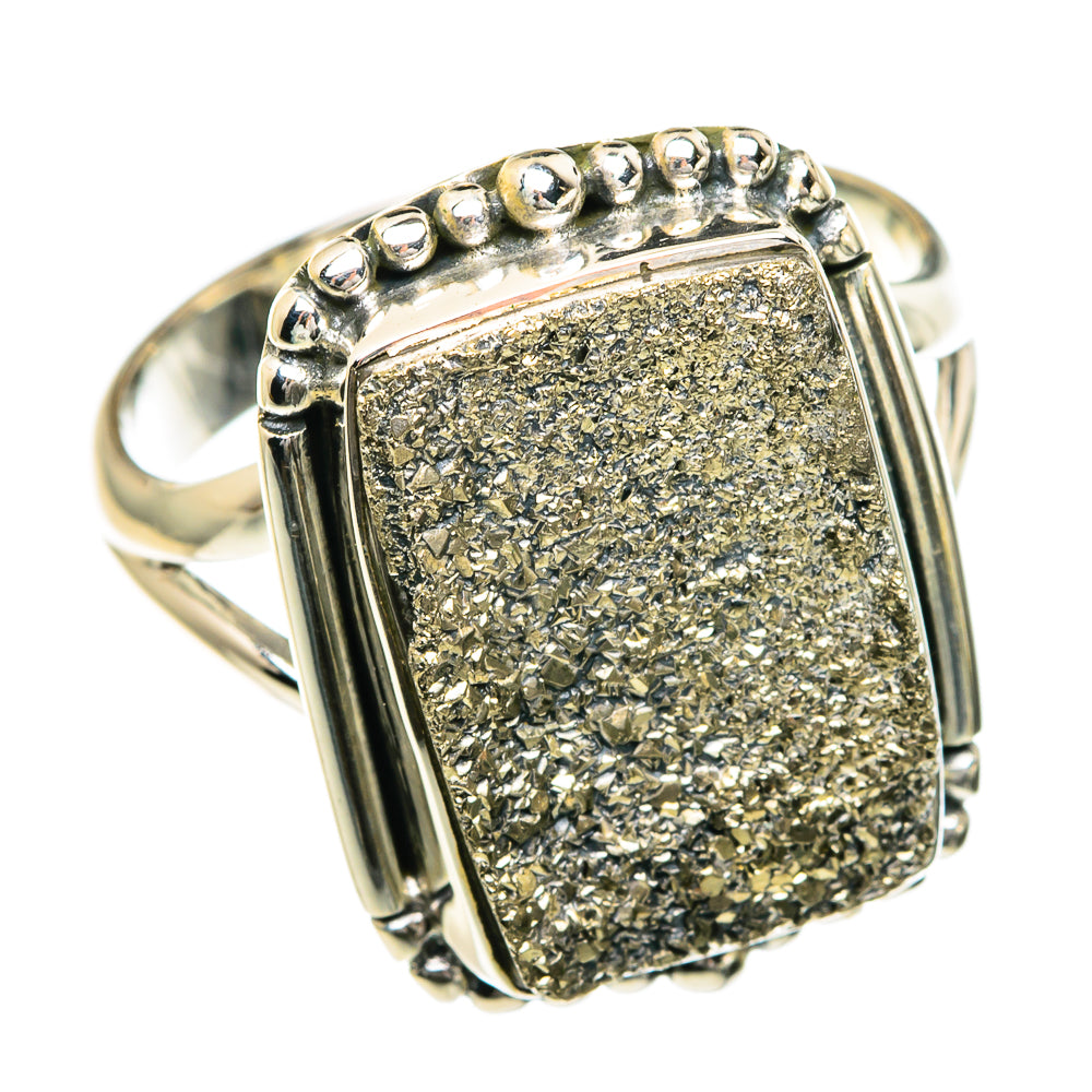 Spectro Pyrite Druzy Rings handcrafted by Ana Silver Co - RING82755