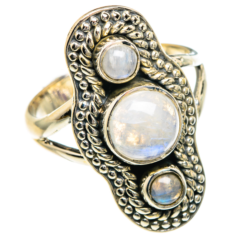 Rainbow Moonstone Rings handcrafted by Ana Silver Co - RING82812