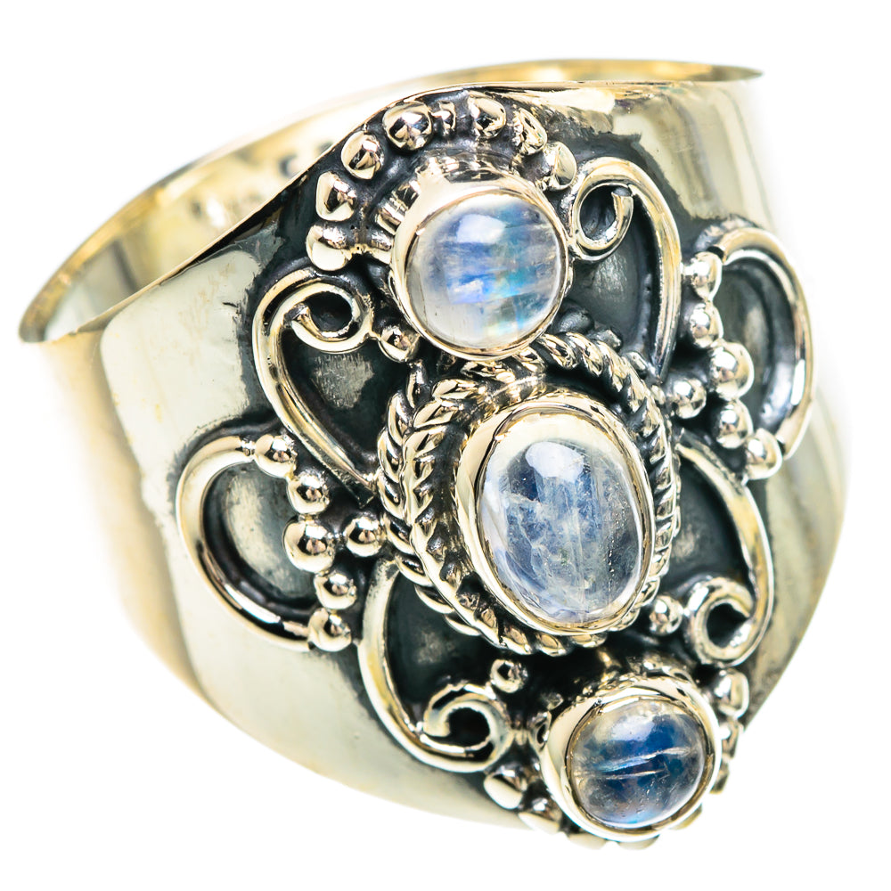 Rainbow Moonstone Rings handcrafted by Ana Silver Co - RING82861