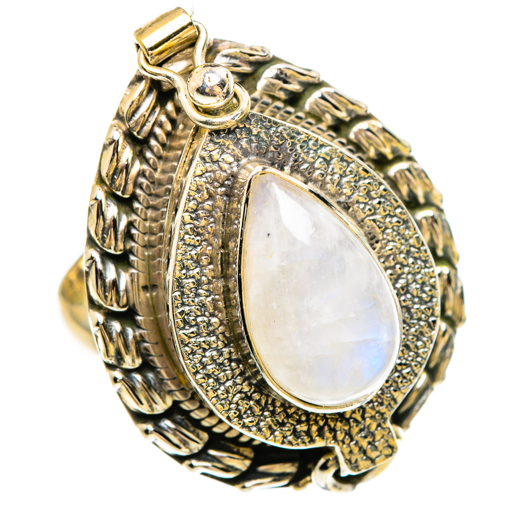Rainbow Moonstone Rings handcrafted by Ana Silver Co - RING82923