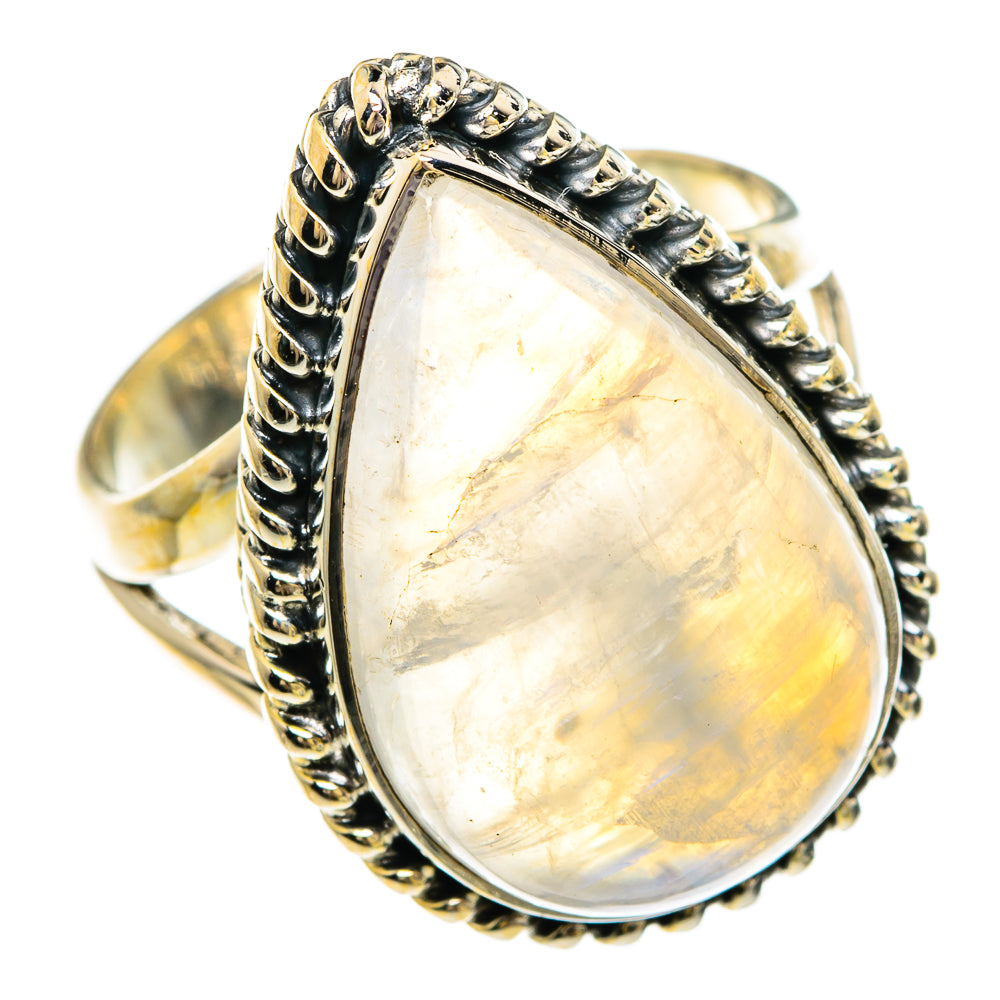 Rainbow Moonstone Rings handcrafted by Ana Silver Co - RING82926
