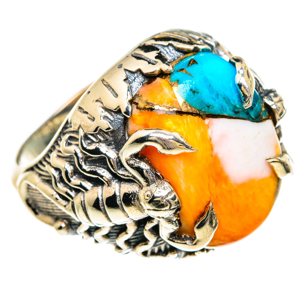 Orange Blue Copper Composite Turquoise Rings handcrafted by Ana Silver Co - RING82931