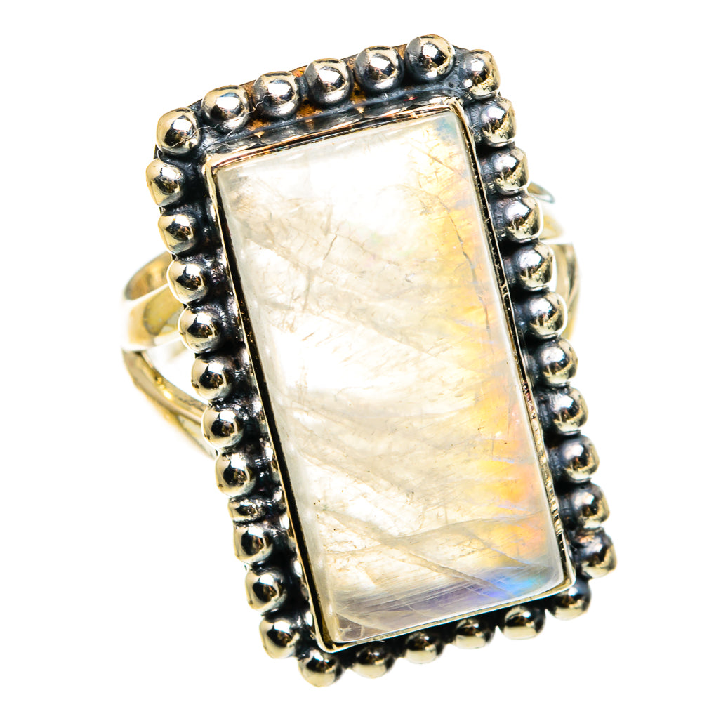 Rainbow Moonstone Rings handcrafted by Ana Silver Co - RING83184