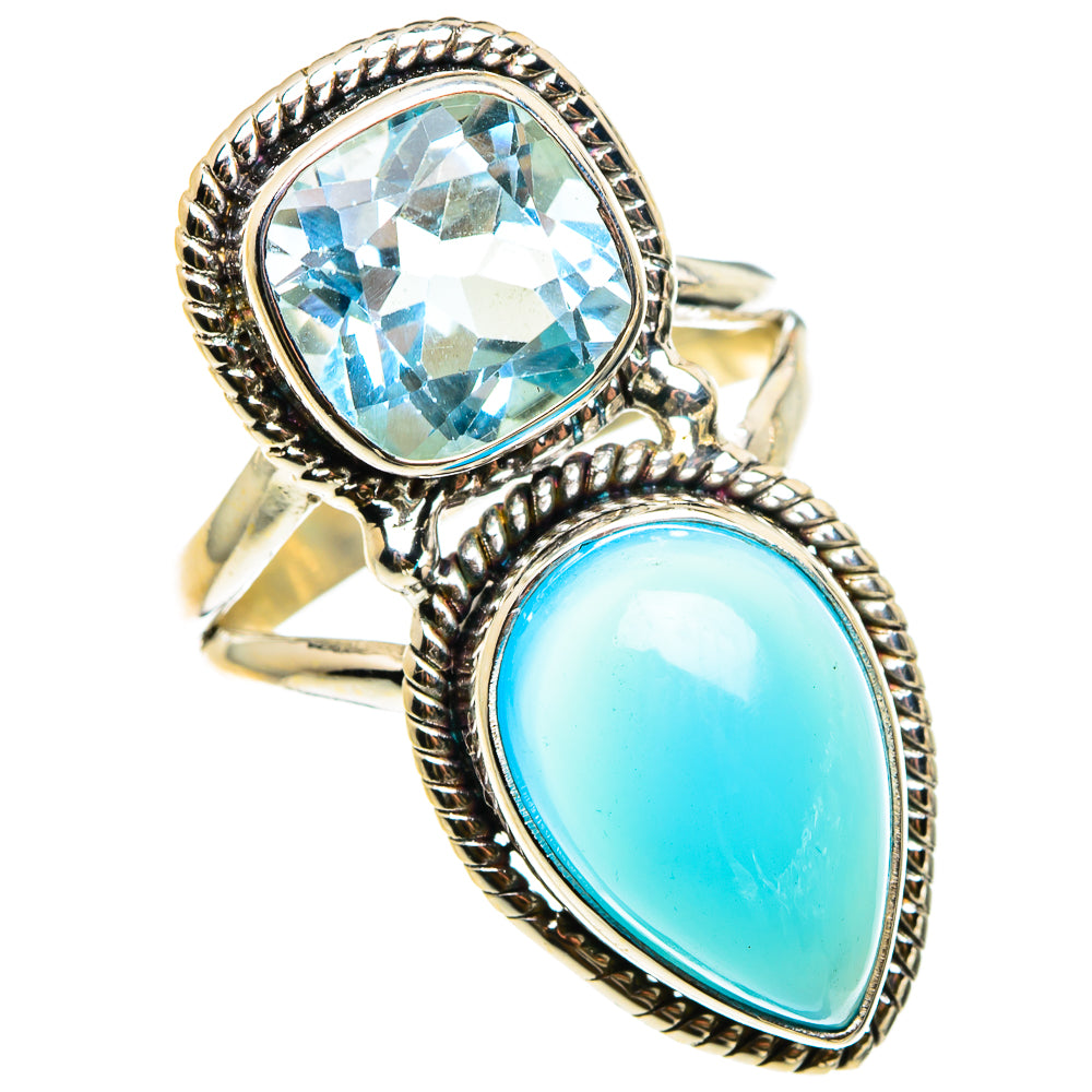 Aqua Chalcedony Rings handcrafted by Ana Silver Co - RING83195
