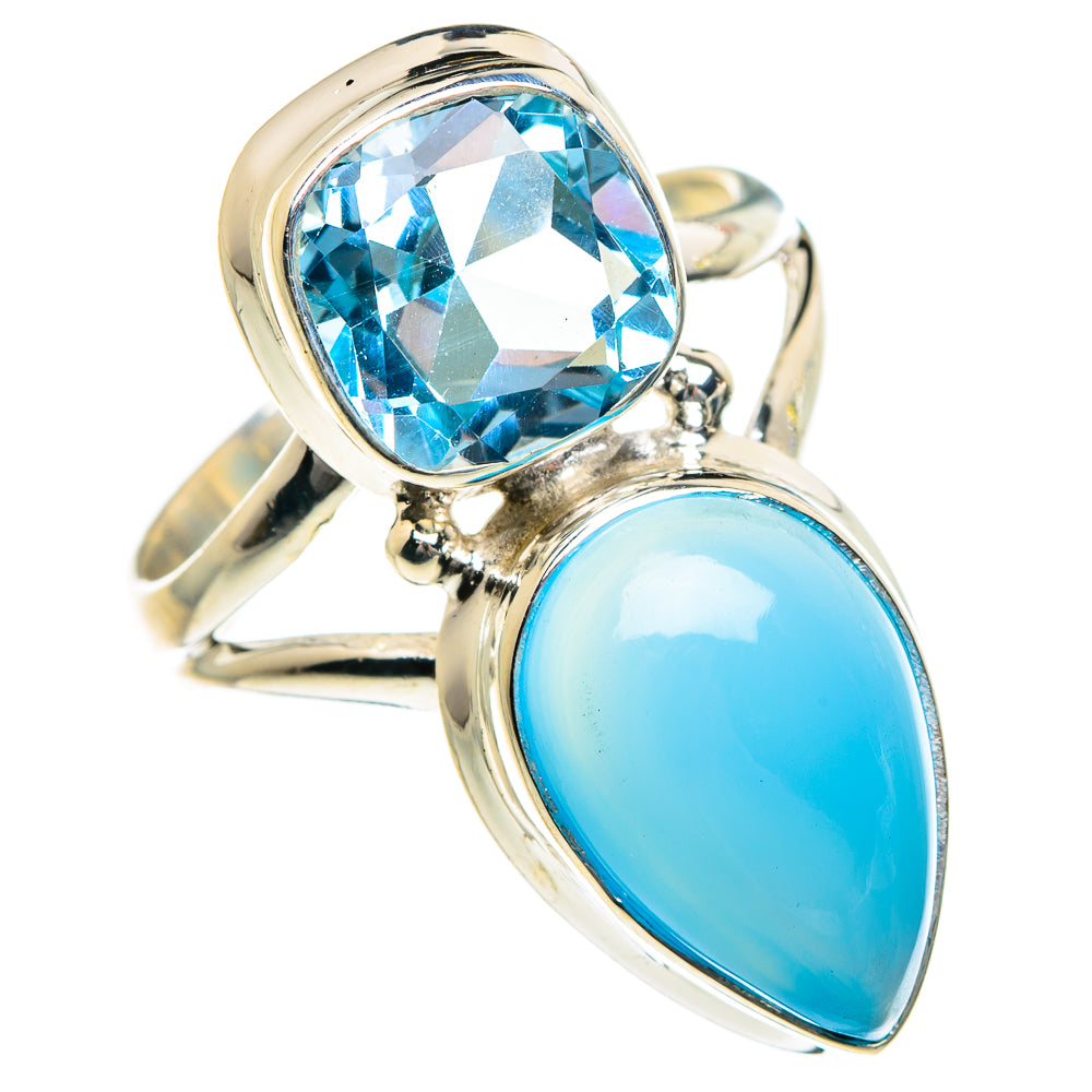 Aqua Chalcedony Rings handcrafted by Ana Silver Co - RING84013