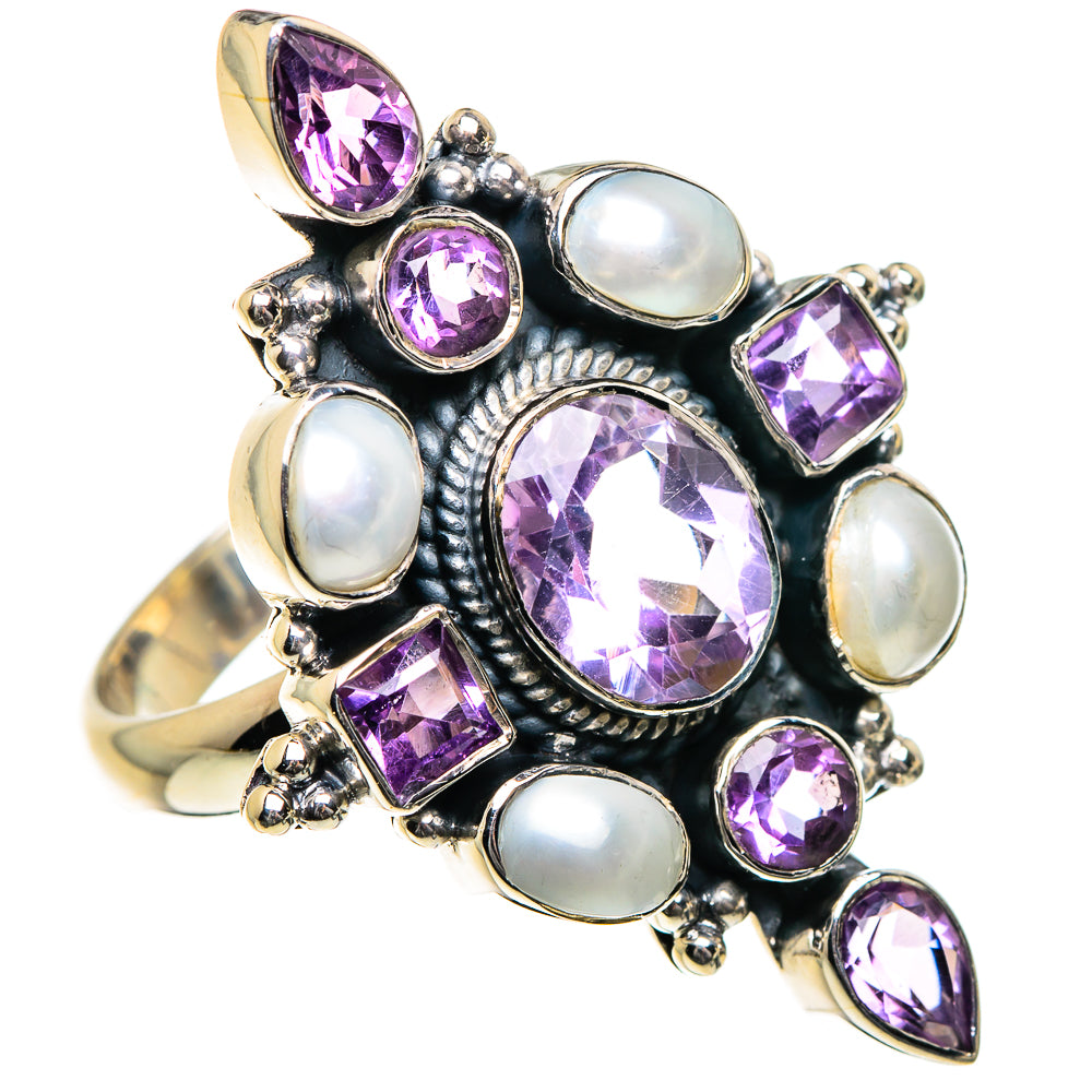 Amethyst, Cultured Pearl Rings handcrafted by Ana Silver Co - RING84761