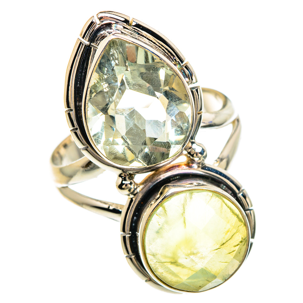 Prehnite, White Quartz Rings handcrafted by Ana Silver Co - RING85055