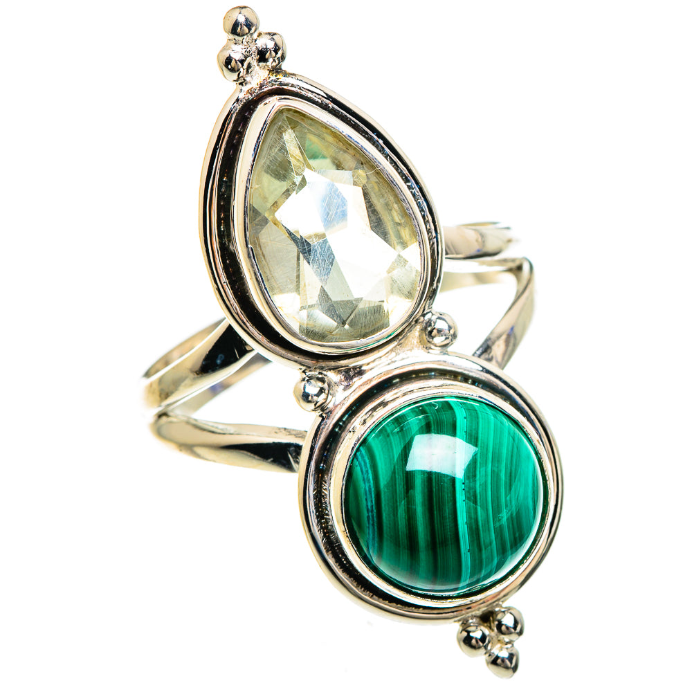 Malachite, White Quartz Rings handcrafted by Ana Silver Co - RING85089