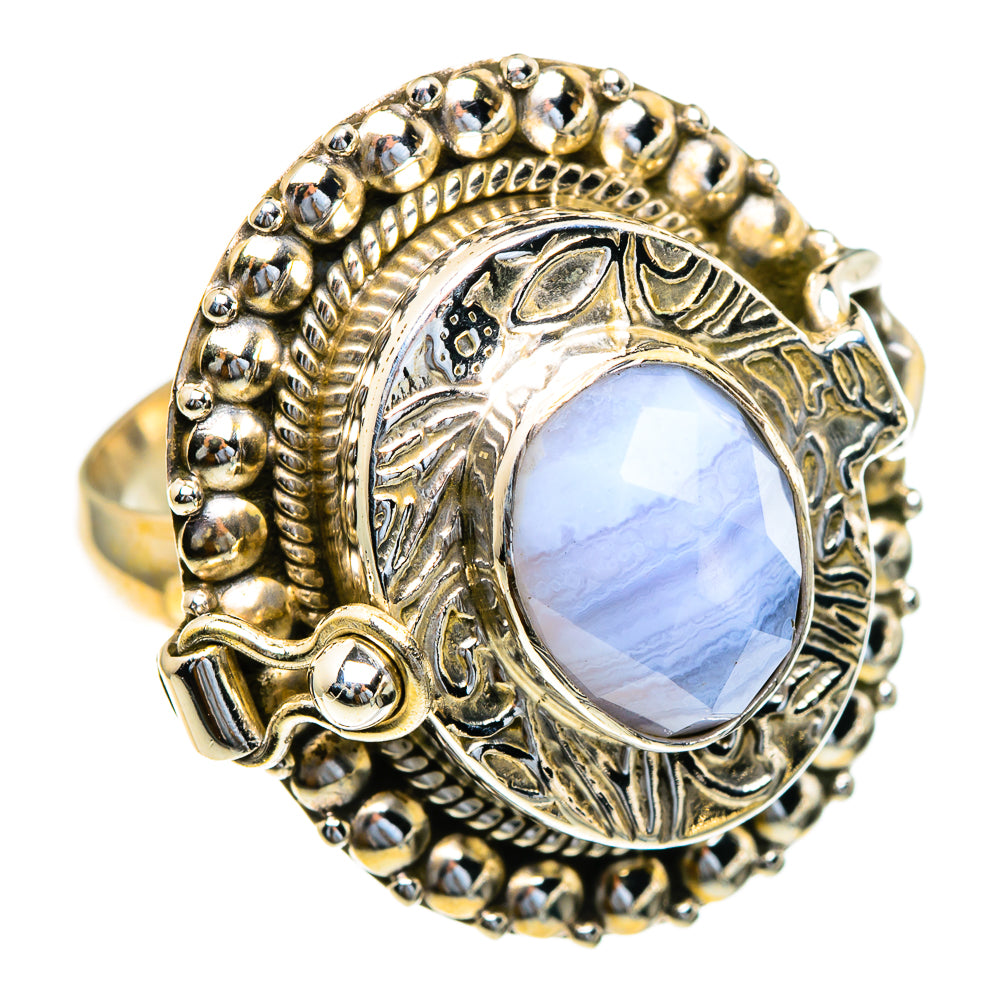 Blue Lace Agate Rings handcrafted by Ana Silver Co - RING85685