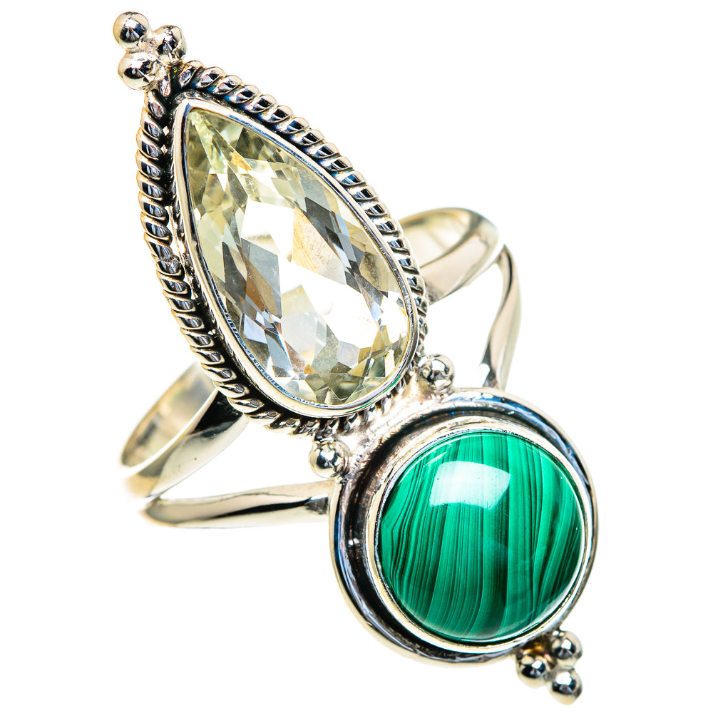 Malachite, Green Amethyst Rings handcrafted by Ana Silver Co - RING85713