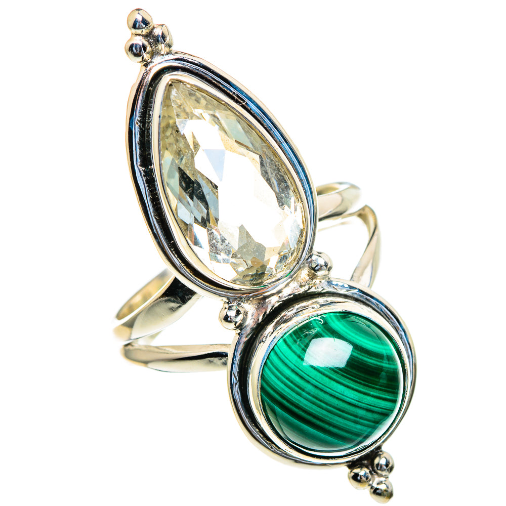 Malachite, Green Amethyst Rings handcrafted by Ana Silver Co - RING85715