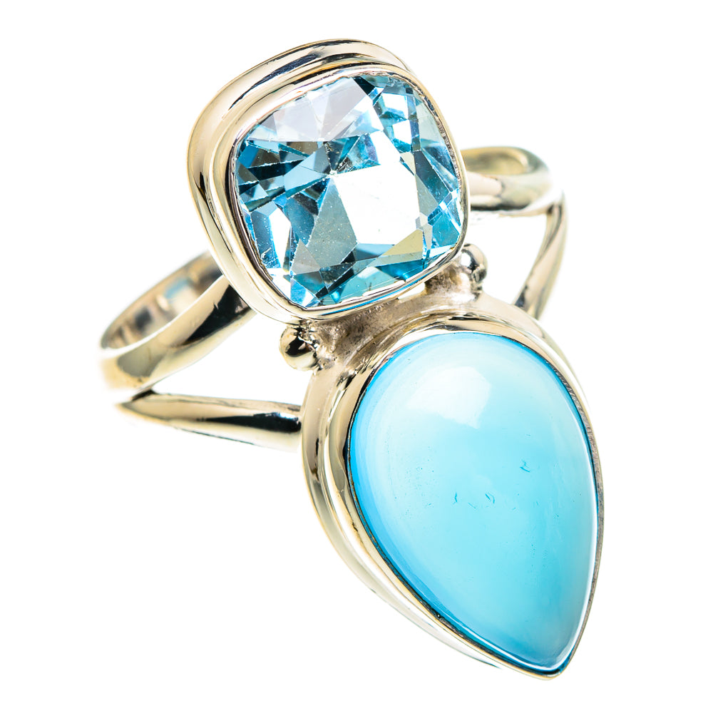 Aqua Chalcedony, Blue Topaz Rings handcrafted by Ana Silver Co - RING85991